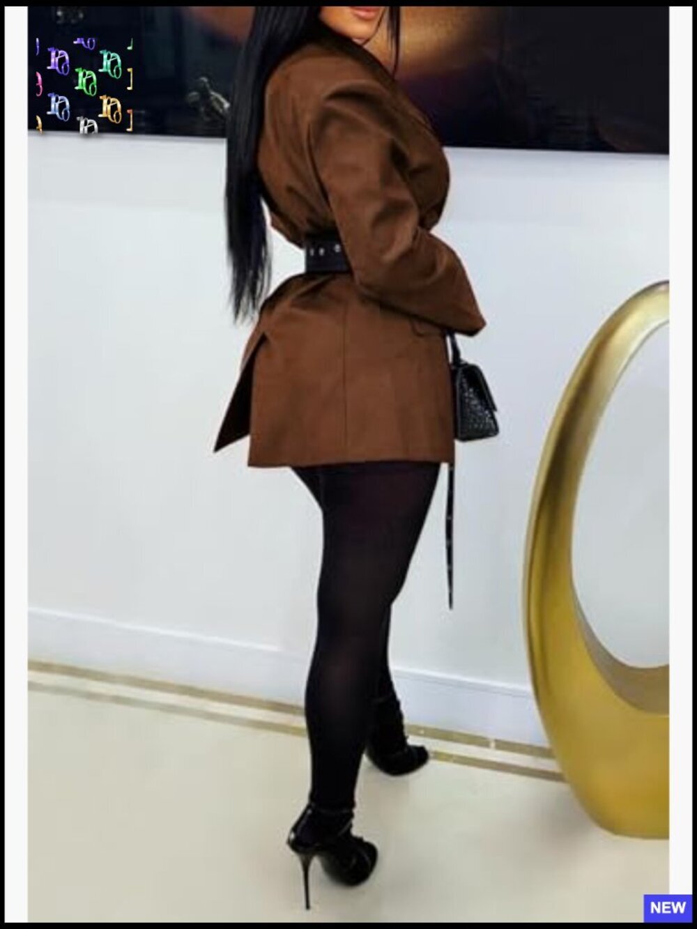 Oversized Blazer Dress Long Sleeve Belted Trench Style Fall Work Office Chic - Picture 3 of 6
